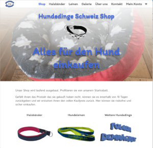 Referenzbild Homepage Webshop Hundedinge Schweiz